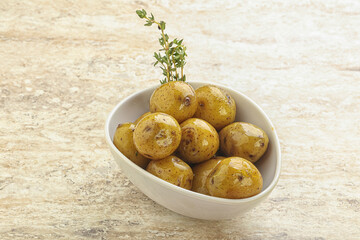 Boiled baby potato in the bowl