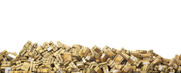 Delivery concept. Pile of cardboard boxes. 3d illustration