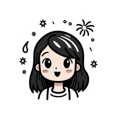 Cute celebrate new year with fireworks cartoon