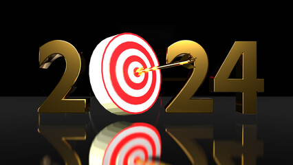 2024 in 3D Gold Design. 2024 Target Illustration design