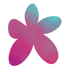 abstract flower illustration. groovy flower shape hand drawn with vibrant color blending