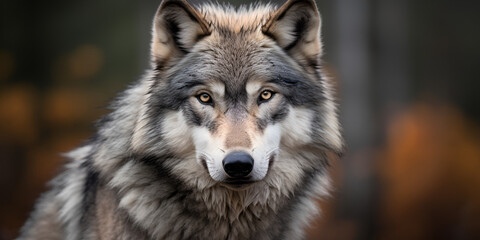 Naklejka na ściany i meble Wolf Appearance Image .The Powerful Aura of a Wolf in Striking Appearance .