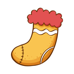 Gingerbread cookies Christmas sock. Vector illustration on a white background