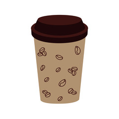 Doodle icon plastic cup of coffee to go. Hand drawn reusable plastic to go cup. Coffee Cup Mockup. Vector illustration. Vector