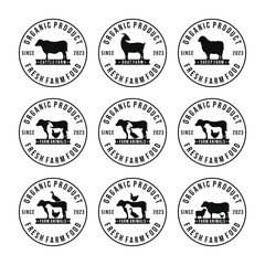 Farm animals logo set vector illustration. Livestock logo set
