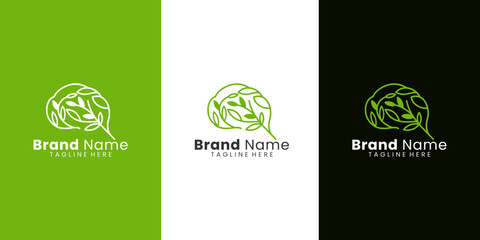 Minimalist logo design mind nature health brain
