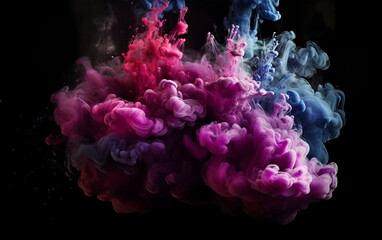 Abstract art with ink splash, color smoke and paint water, Generative AI