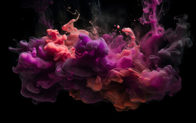 Abstract art with ink splash, color smoke and paint water, Generative AI