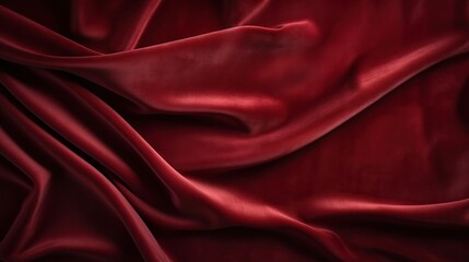 Luxurious ruby red satin or velvet fabric with smooth waves premium background