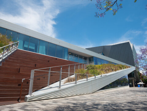 Exterior view of UniSA City West Campus on November 2, 2023 on Hindley Street in Adelaide, Australia