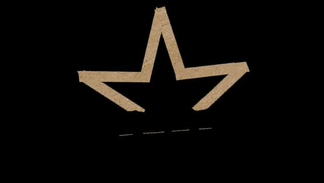 cardboard craft tape star simple animation on transparent background