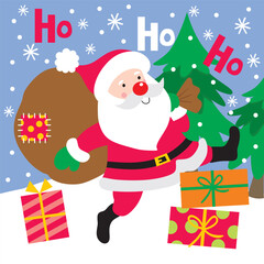 Cute Santa Claus Bring  Christmas Gifts