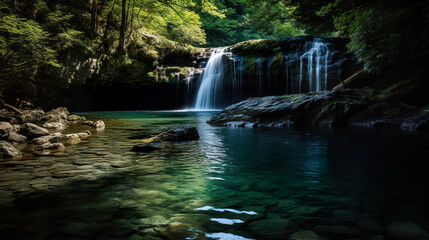 Fototapeta na wymiar Waterfall in the woods. Generative Ai