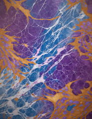 Purple blue pink gold Marble Texture with Gold Veins Background, useful to create surface effect for your design products such as background of greeting cards, architectural and decorative patterns.
