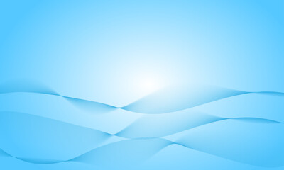 青のグラデーションの背景に三つの波のオブジェクトを配置したデザイン
