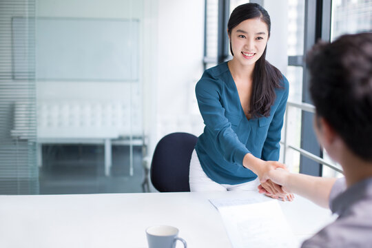 Young woman interviewing for a job