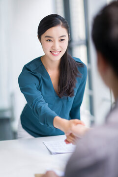Young woman interviewing for a job