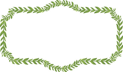 Obraz premium Green leaves Branch Square Frame leaf laurel wreath horizontal vintage frames flower floral border Botanical Branches ornate Elements design border badge decoration isolated 