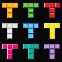 Letter T Tetris Game Set