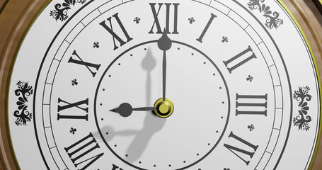 White retro clock showing 9 o'clock on white background
