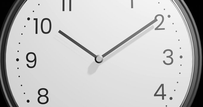 White clock showing 10 past 10 o'clock on white background