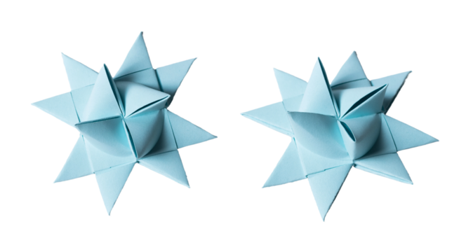 Light blue Origami Star, isolated on white or transparent background cutout. - Powered by Adobe