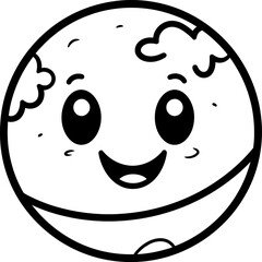 Cute happy smiling planet earth silhouette. Vector template for laser cutting.