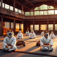 Foto op Aluminium shiba inu dogs disciples learning the way of the dog martial arts © clearviewstock