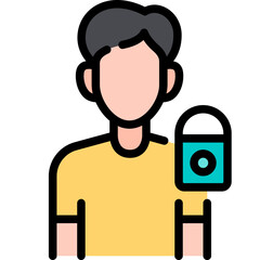 User security icon. Filled outline design. For presentation, graphic design, mobile application.