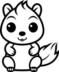 Cute squirrel silhouette icon in black color. Vector template.