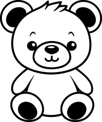 Cute teddy silhouette icon in black color. Vector template.