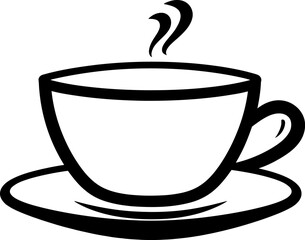 Tea cup hot silhouette icon in black color. Vector template.