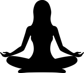 Yoga woman silhouette in black color. Vector template.