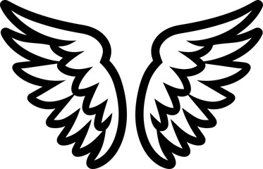 Wing silhouette icon in black color. Vector template design for laser cutting.