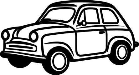 Car silhouette icon in black color. Vector template for tattoo or laser cutting.