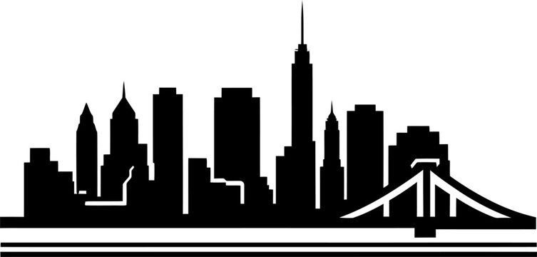 New york skyline silhouette icon in black color. Vector template.
