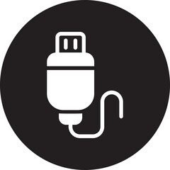 usb connector glyph icon