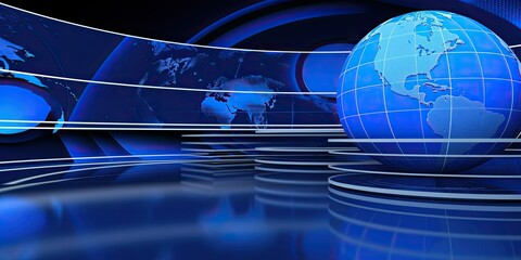 Background for news release. Blue abstract corporate backdoor.