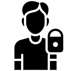 User security icon. Outline design. For presentation, graphic design, mobile application.