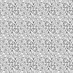 Seamless vector pattern with a tea leaves.  Spring leaf plant and blossom. Doodle style illustration. Herbal triangle grid ornament