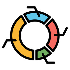 Pie chart icon. Filled outline design. For presentation, graphic design, mobile application.