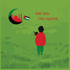 Save Gaza. Flat design first to free Palestine. Flag design with Sign, symbol, icon, or logo.