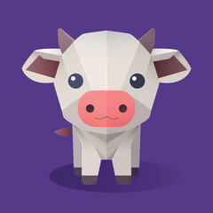 cute cow in origami vector style