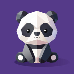 cute panda in origami vector style