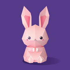 cute rabbit in origami vector style