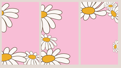 Background template with copy space for text and line drawings flowers in pastel colors. Editable vector banner for social media post, card, cover, invitation, poster, mobile apps, web ads