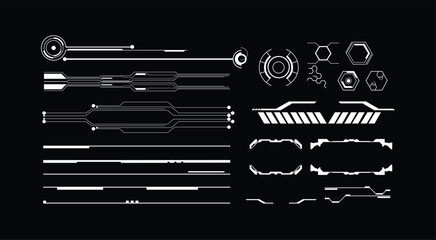 Sci-fi futuristic hud dashboard display virtual reality technology screen.Bold modern Shapes for Posters Template, flyers, clothes, social media, graphic design, sticker, In Y2k style, Futuristic.