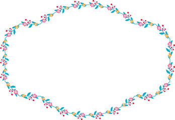 Horizontal Frame Wreath flower floral leaf borders Square shape colorful natural cute blossom love green pink decoration Branch laurel vintage frames Botanical ornate Elements design badge decoration 