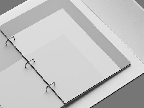 Detail View White Blank Binder Paper 3D Render Mockup for Stationery Branding