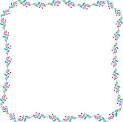 Horizontal Frame Wreath flower floral leaf borders Square shape colorful natural cute blossom love green pink decoration Branch laurel vintage frames Botanical ornate Elements design badge decoration 